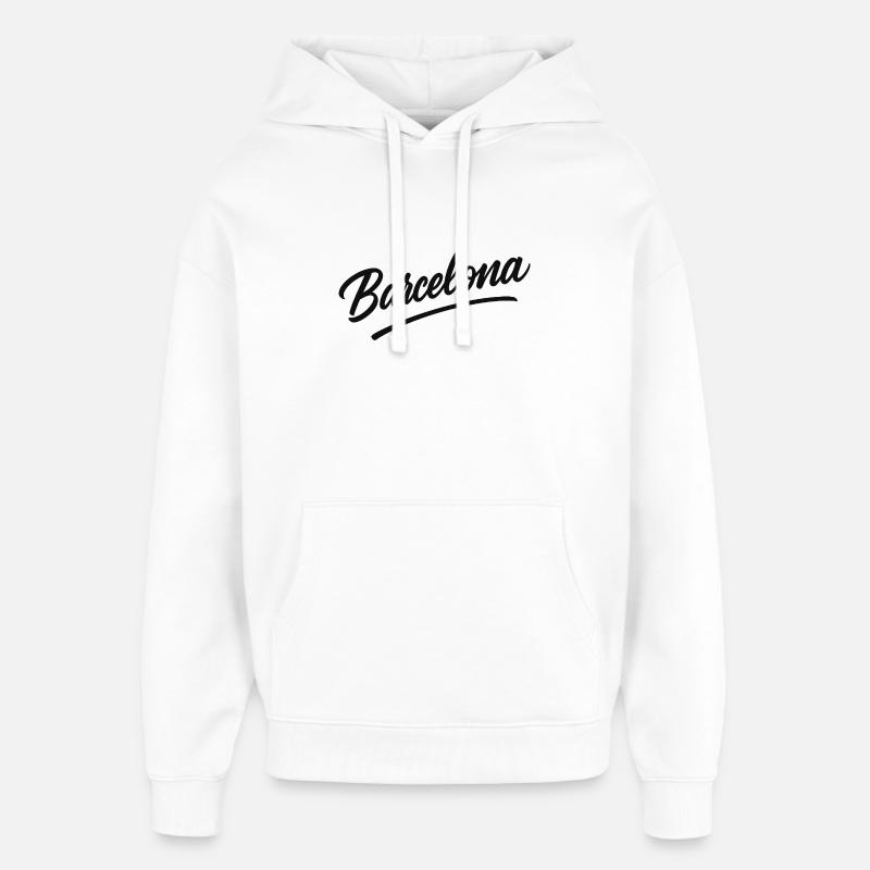 Script Barcelone avec ligne d’arc - Sweat à capuche unisexe Stanley/Stella Oversized - blanc