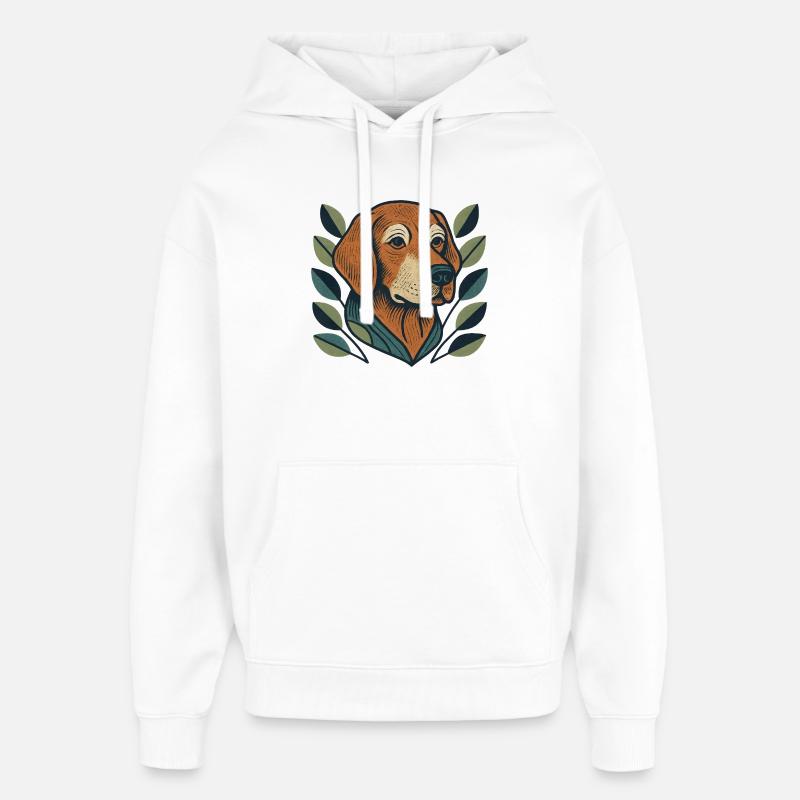Beagle en style branche feuille - Sweat à capuche unisexe Stanley/Stella Oversized - blanc