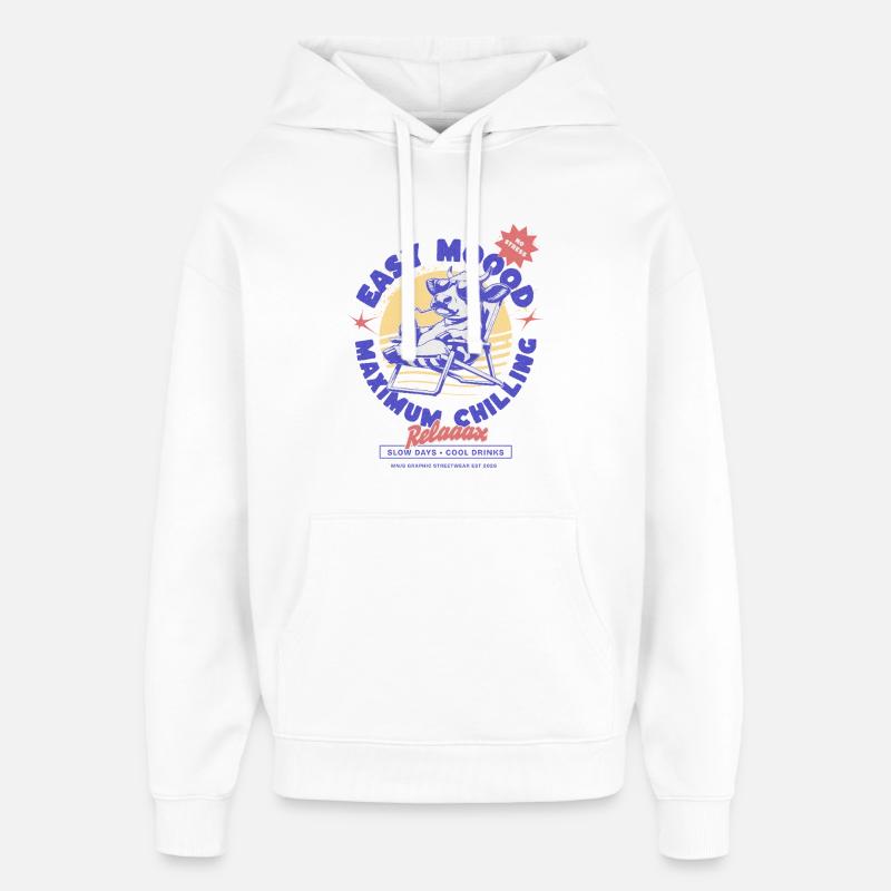 LoungeCow au coucher du soleil - Sweat à capuche unisexe Stanley/Stella Oversized - blanc