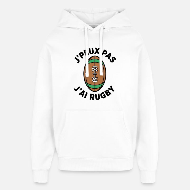 Rugby rétro Ballon vert brun - Sweat à capuche unisexe Stanley/Stella Oversized - blanc