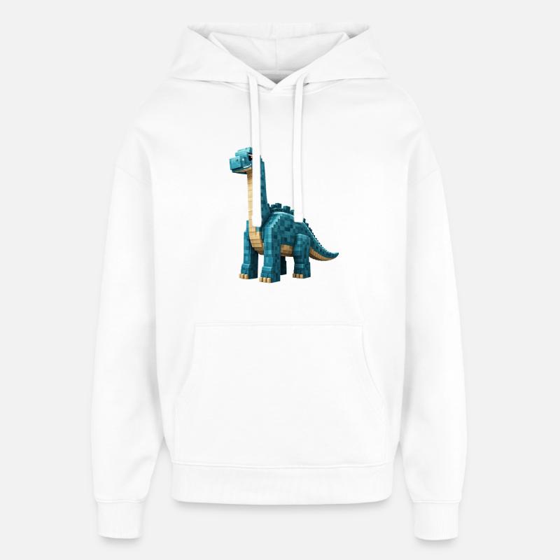 Pixel Brontosaurus - Sweat à capuche unisexe Stanley/Stella Oversized - blanc