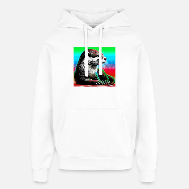 loutre - Sweat à capuche unisexe Stanley/Stella Oversized - blanc
