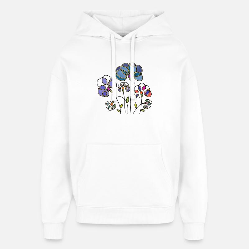 Blomster - Hættetrøje unisex Stanley/Stella Oversized - hvid