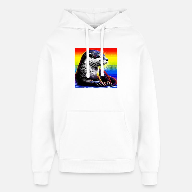 loutre - Sweat à capuche unisexe Stanley/Stella Oversized - blanc