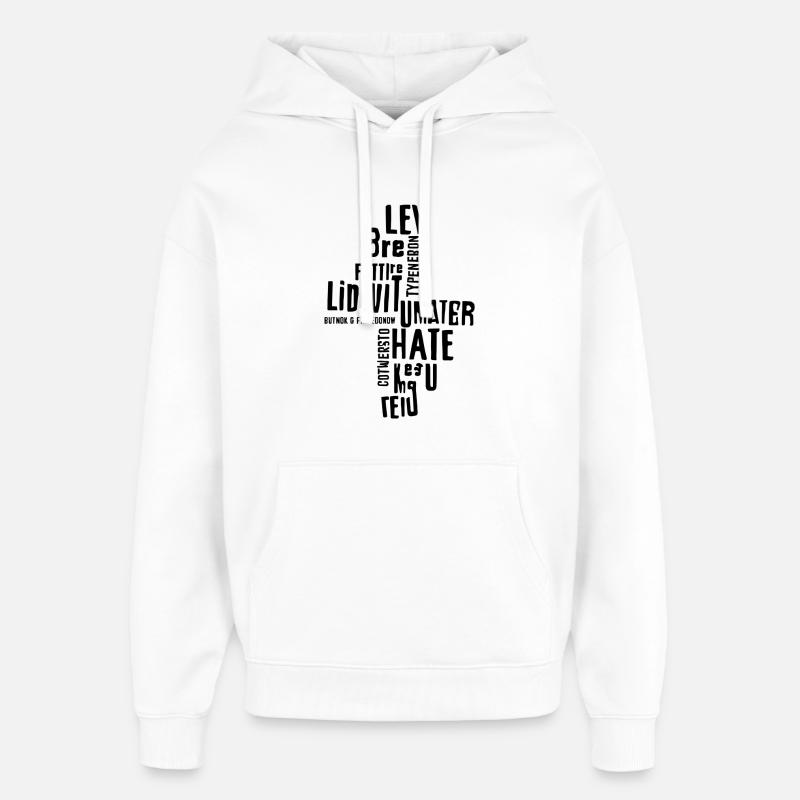 Typographie motivationnelle verticale - Sweat à capuche unisexe Stanley/Stella Oversized - blanc