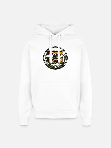 Bee Emblems Honeycomb - Oversized Unisex Hoodie by Stanley/Stella - white
