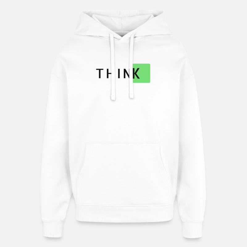 ThinkK Green Block Typo - Sweat à capuche unisexe Stanley/Stella Oversized - blanc