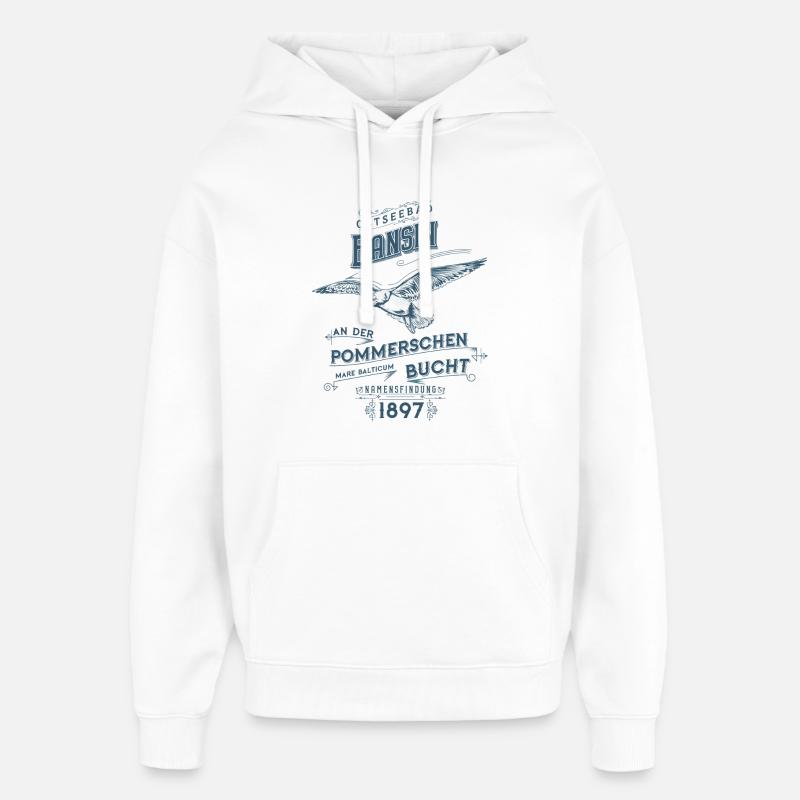 Ostseebad Bansin - Oversized Unisex Hoodie von Stanley/Stella - Weiß