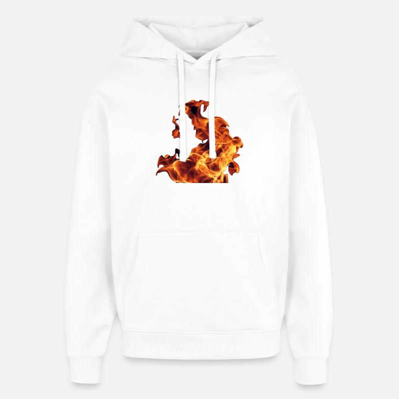 Flammes abstraites sur noir - Sweat à capuche unisexe Stanley/Stella Oversized - blanc