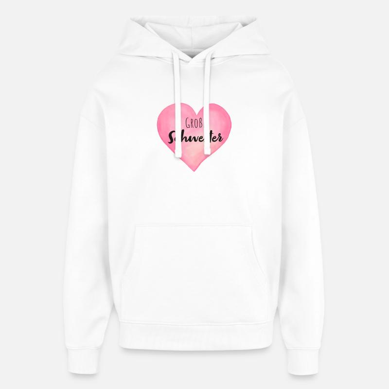 Große Schwester Herz - Oversized Unisex Hoodie von Stanley/Stella - Weiß