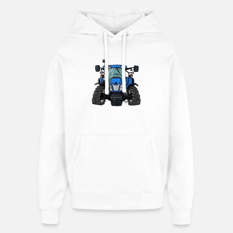 0646 BlueTractor - Stanley/Stella Oversized Felpa con cappuccio unisex - bianco