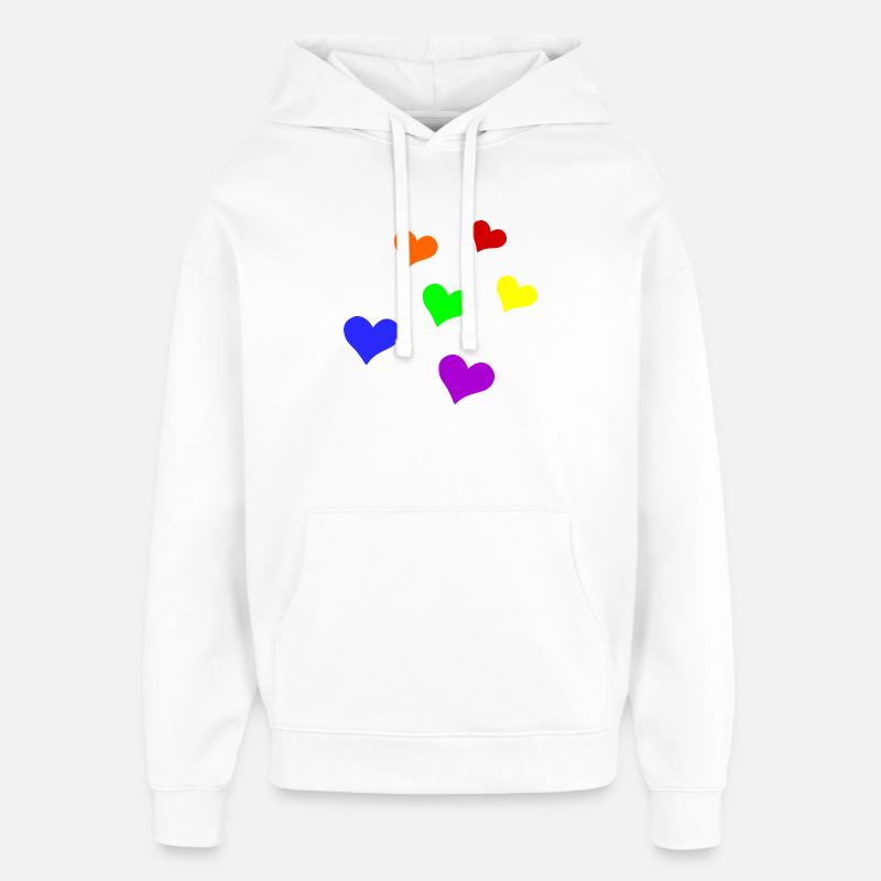 Cœurs LGBT - Sweat à capuche unisexe Stanley/Stella Oversized - blanc
