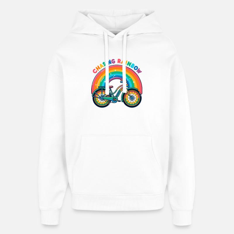 Conception de vélo Chasing Rainbow - Sweat à capuche unisexe Stanley/Stella Oversized - blanc