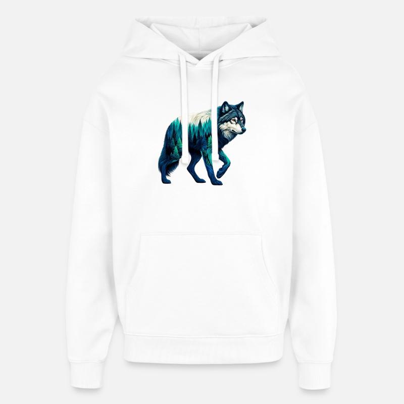 Wolf - Oversized Unisex Hoodie von Stanley/Stella - Weiß