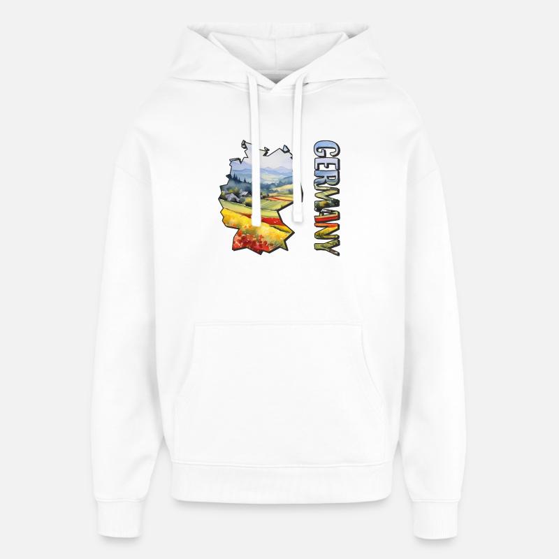 Carte à l’aquarelle de l’Allemagne - Sweat à capuche unisexe Stanley/Stella Oversized - blanc