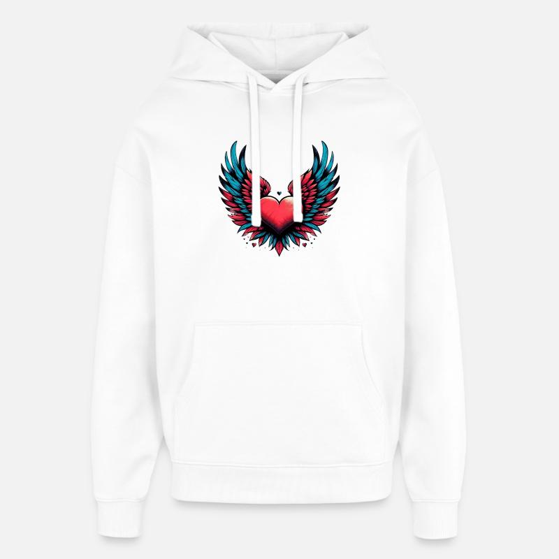 Coeur avec ailes - Sweat à capuche unisexe Stanley/Stella Oversized - blanc