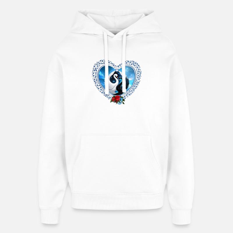 Schwarzer Schwan und Weißer Schwan - Oversized Unisex Hoodie von Stanley/Stella - Weiß
