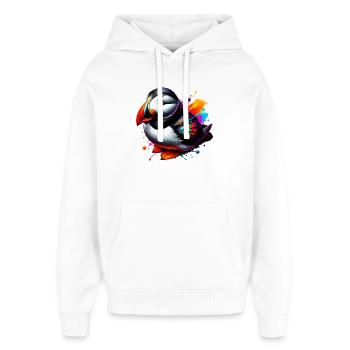 Papageitaucher - Oversized Unisex Hoodie von Stanley/Stella - Weiß - Vorne - AI Model Female 172 light (172cm) & AI Model Male 185 light (185cm)