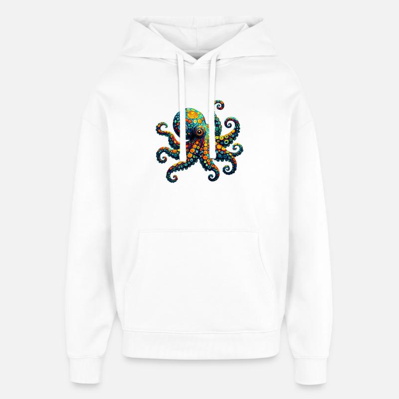Pieuvre van Gogh - Sweat à capuche unisexe Stanley/Stella Oversized - blanc