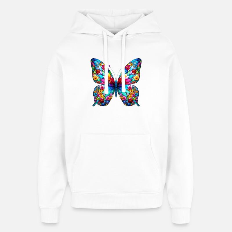 Papillon - Sweat à capuche unisexe Stanley/Stella Oversized - blanc