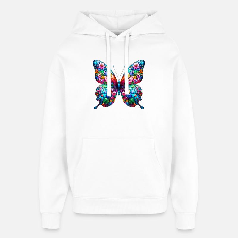 Papillon - Sweat à capuche unisexe Stanley/Stella Oversized - blanc