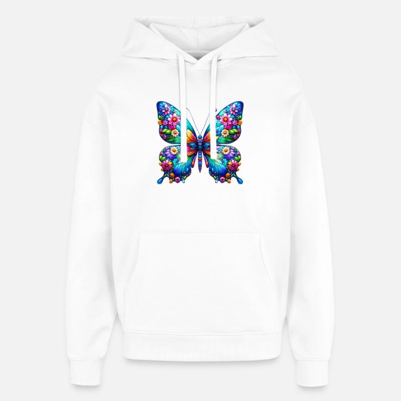 Papillon - Sweat à capuche unisexe Stanley/Stella Oversized - blanc