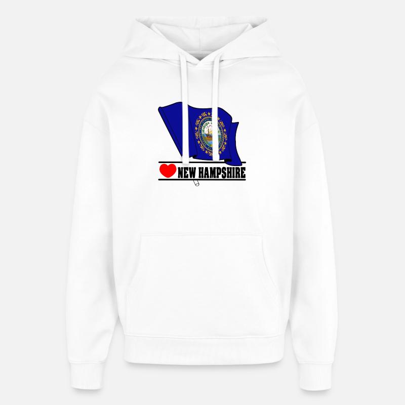 Drapeau New Hampshire coeur NEW HAMPSHIRE - Sweat à capuche unisexe Stanley/Stella Oversized - blanc