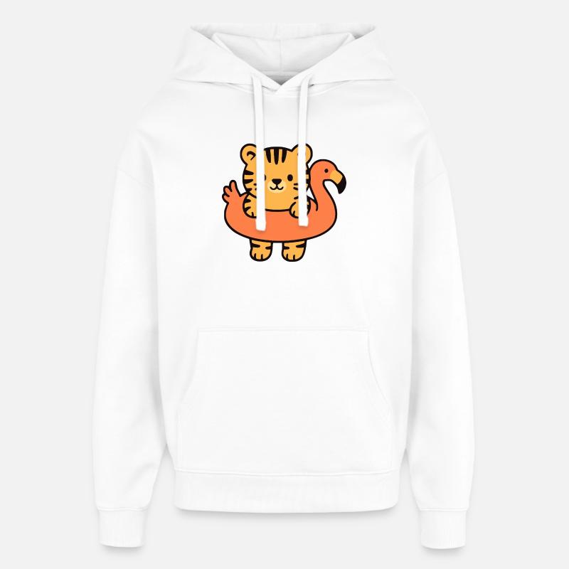Petit tigre sur Bouée Tropicale - Sweat à capuche unisexe Stanley/Stella Oversized - blanc