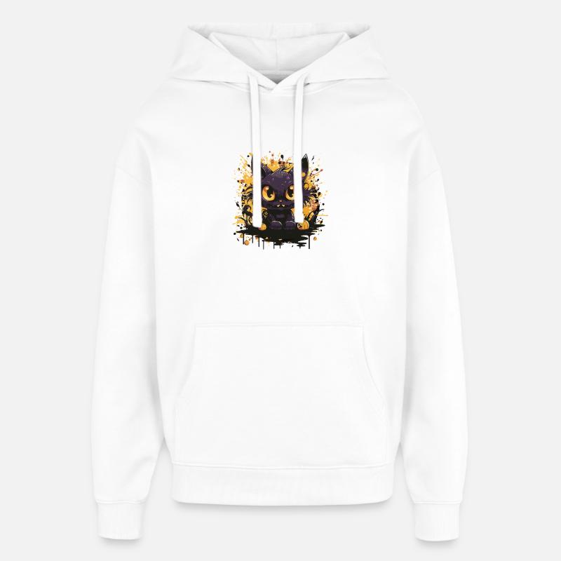 Chat noir avec des citrouilles Halloween - Sweat à capuche unisexe Stanley/Stella Oversized - blanc