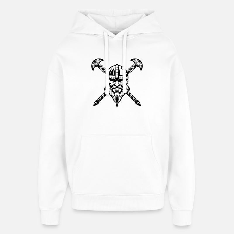 Visage de guerrier viking barbu  - Sweat à capuche unisexe Stanley/Stella Oversized - blanc