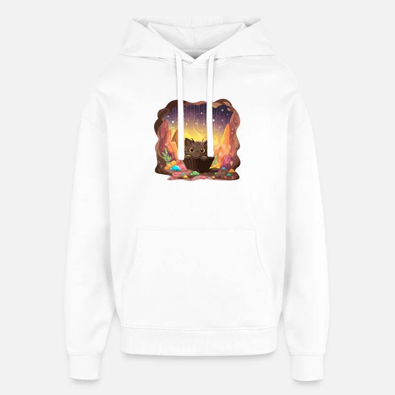 Cat Cake Grotte de cristal - Sweat à capuche unisexe Stanley/Stella Oversized - blanc