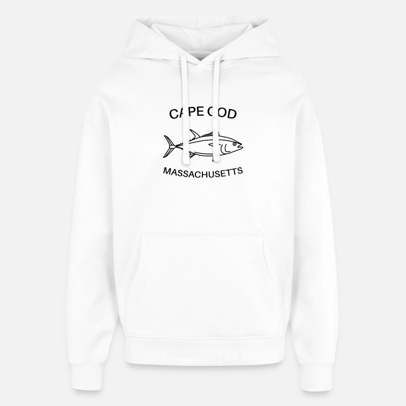 Cape Cod - Massachusetts États-Unis - Pêche - thon - Sweat à capuche unisexe Stanley/Stella Oversized - blanc
