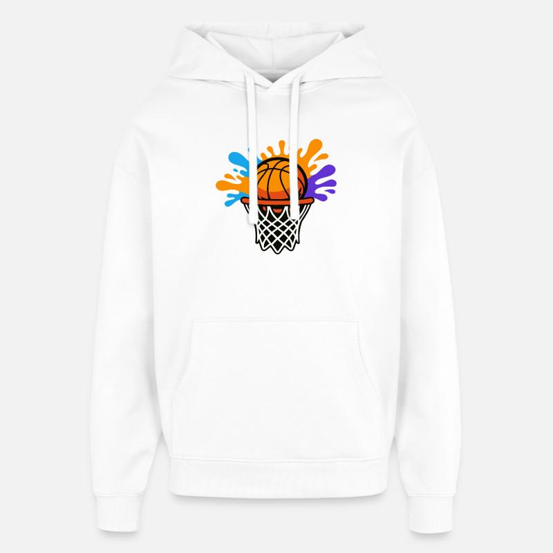 Basketball Splash Dunk Design graphique - Sweat à capuche unisexe Stanley/Stella Oversized - blanc