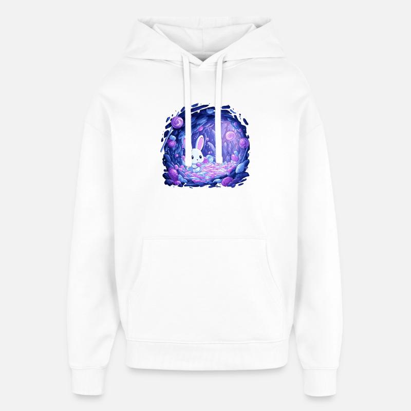 Sucre Lop Bunny en Candy Light - Sweat à capuche unisexe Stanley/Stella Oversized - blanc