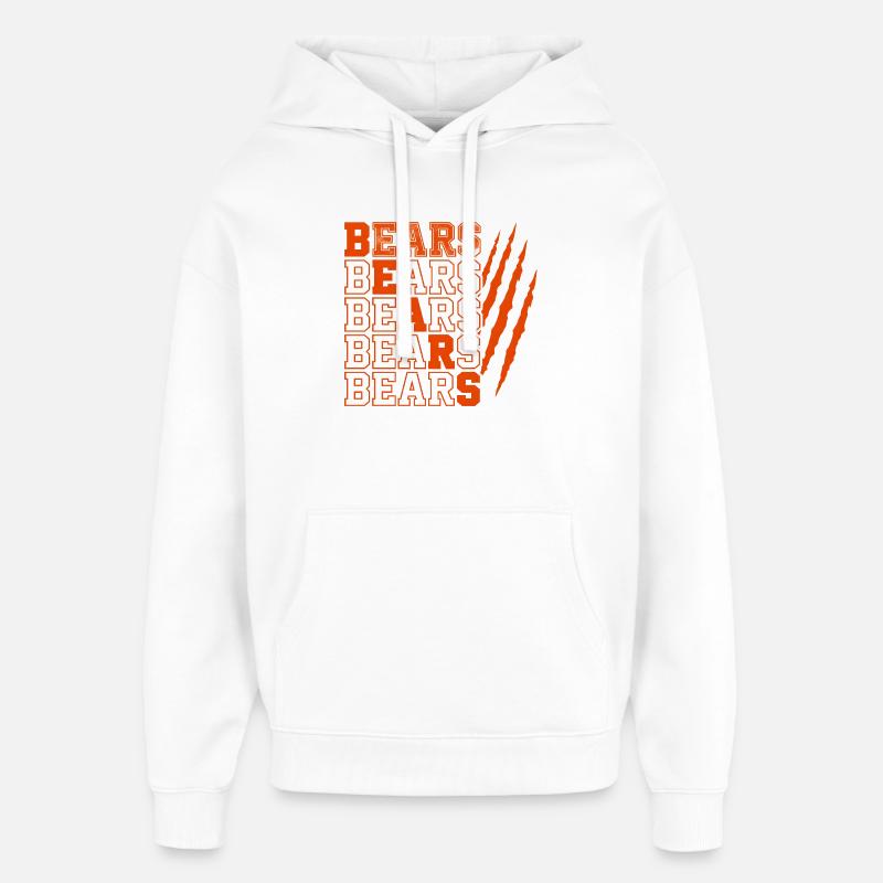 Bears Text with Distressed Claw Marks - Oversized Unisex Hoodie by Stanley/Stella - white