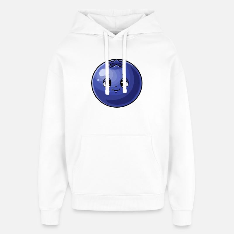 Visage de myrtille de Kawaii - Sweat à capuche unisexe Stanley/Stella Oversized - blanc