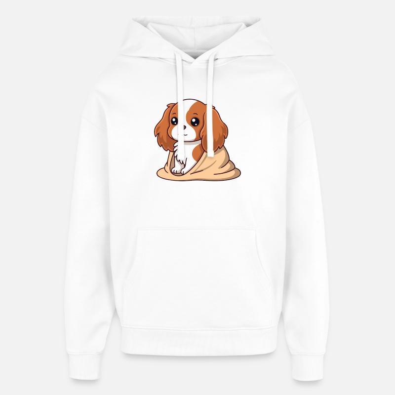 Chien cavalier Douceur Beige - Sweat à capuche unisexe Stanley/Stella Oversized - blanc