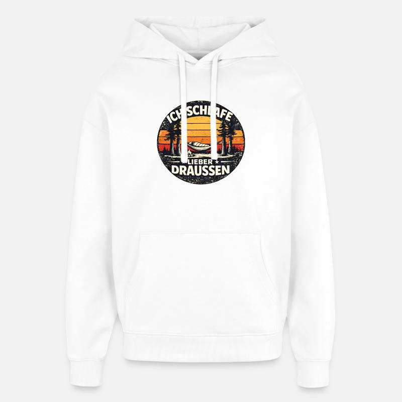 Je préfère dormir dehors - Sweat à capuche unisexe Stanley/Stella Oversized - blanc