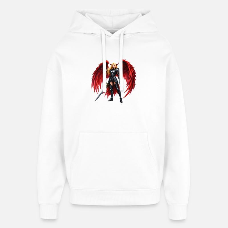 Guerrier Ailé Cramoisi - Sweat à capuche unisexe Stanley/Stella Oversized - blanc