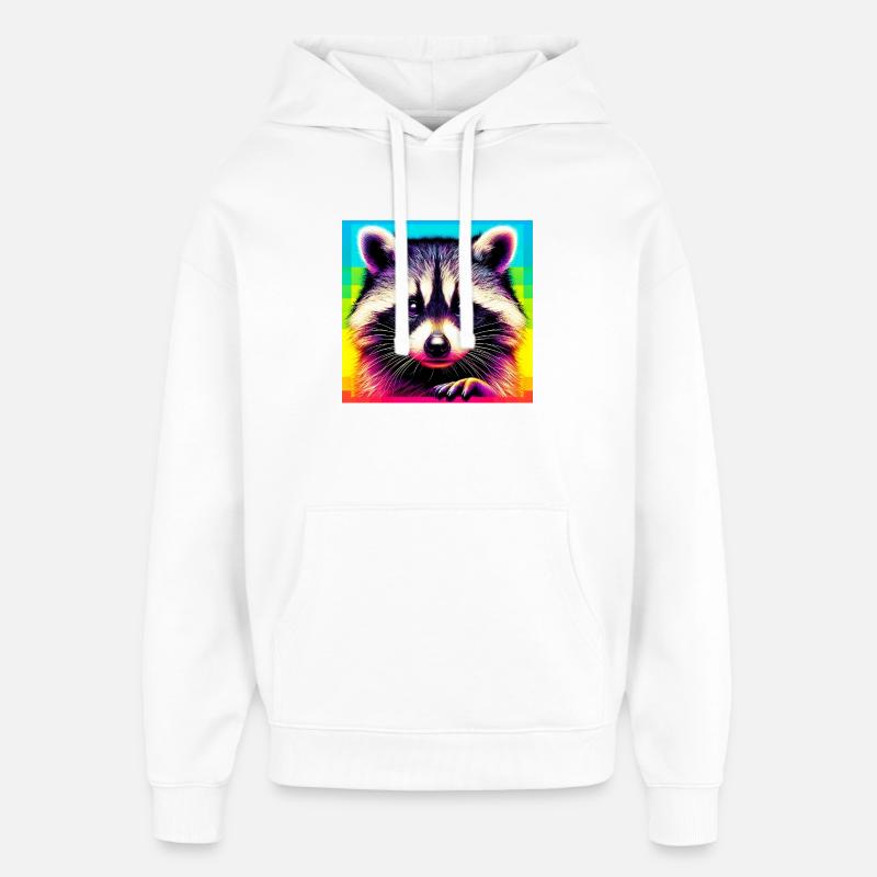 Raton laveur - Sweat à capuche unisexe Stanley/Stella Oversized - blanc
