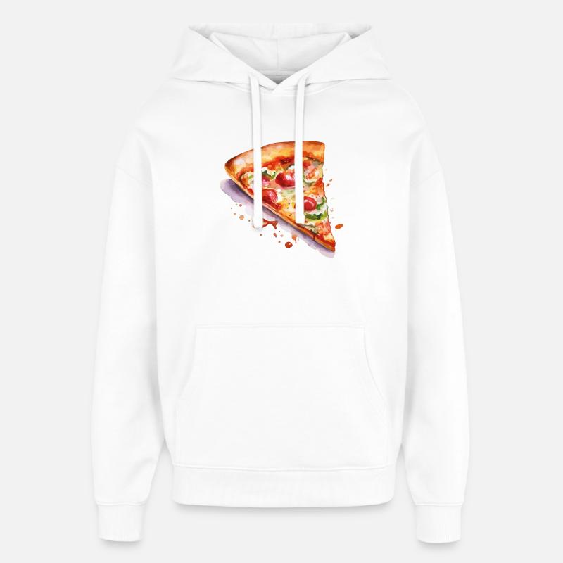Tranche d’aquarelle pizza - Sweat à capuche unisexe Stanley/Stella Oversized - blanc