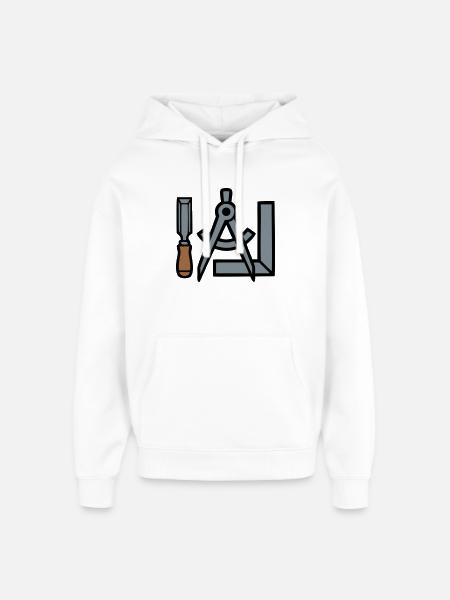 Carpenter Tools Graphic - Oversized Unisex Hoodie by Stanley/Stella - white