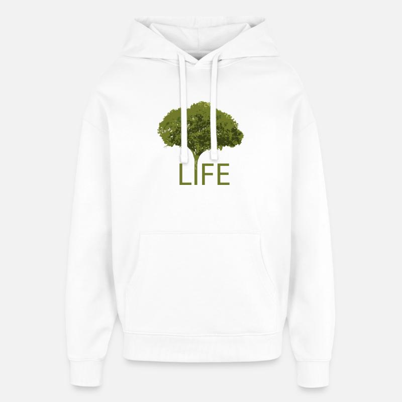 Arbre et Vie – Silhouette Verte - Sweat à capuche unisexe Stanley/Stella Oversized - blanc