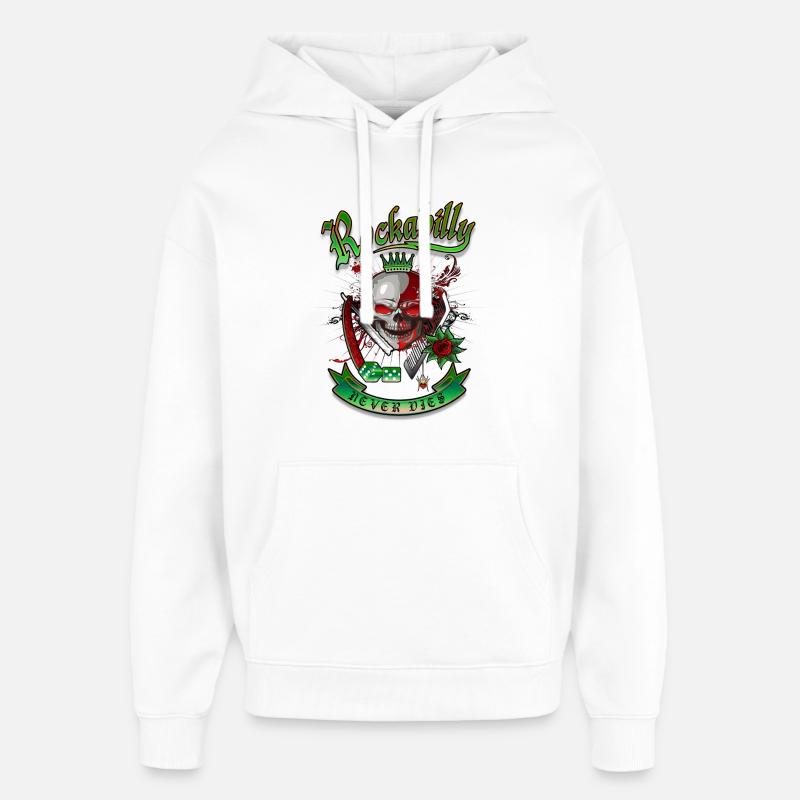 Rockabilly Skull - Sweat à capuche unisexe Stanley/Stella Oversized - blanc