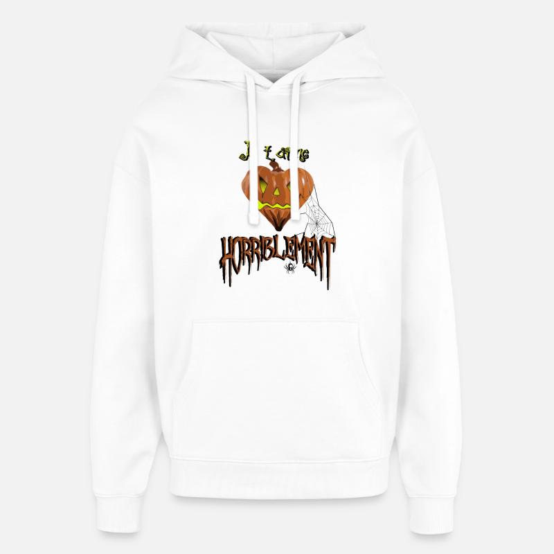 Je t'aime HORRIBLEMENT - Sweat à capuche unisexe Stanley/Stella Oversized - blanc