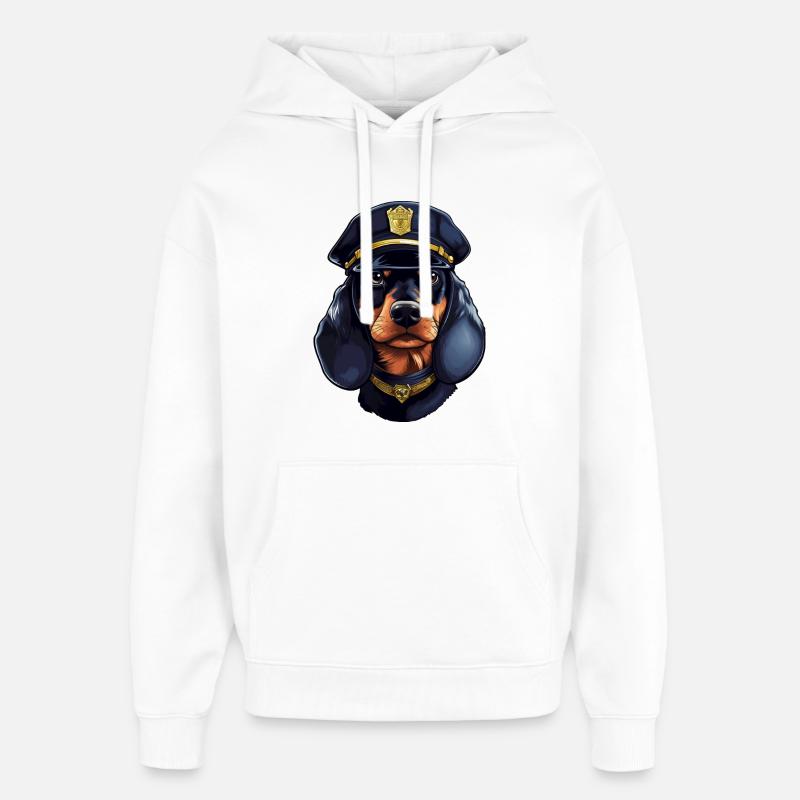 Teckel Policier - Sweat à capuche unisexe Stanley/Stella Oversized - blanc