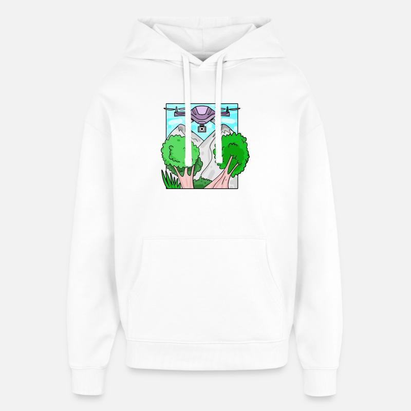 Drone Drone Drones - Sweat à capuche unisexe Stanley/Stella Oversized - blanc