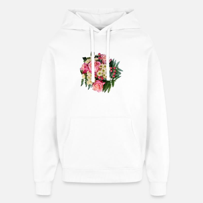 Bouquet de fleurs – Rêves pastel - Sweat à capuche unisexe Stanley/Stella Oversized - blanc