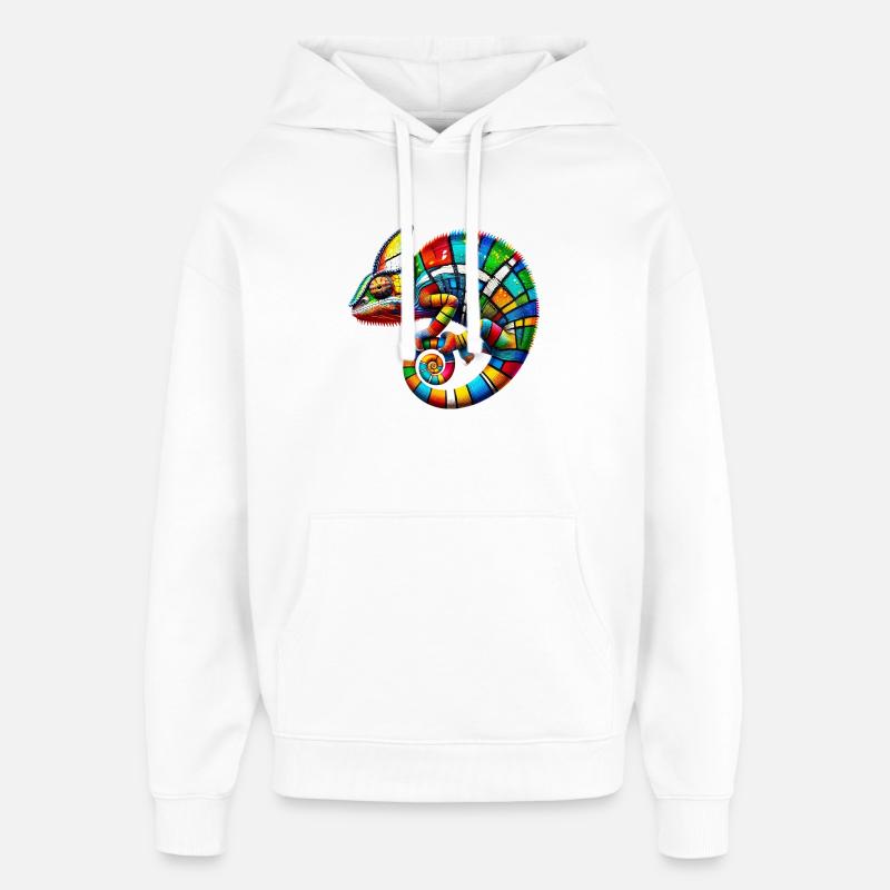 Caméléon Mondrian - Sweat à capuche unisexe Stanley/Stella Oversized - blanc