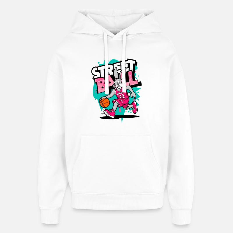 Lapin de basket-ball - Sweat à capuche unisexe Stanley/Stella Oversized - blanc